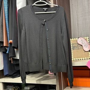 Ann Taylor Dark Gray Button-Up Cardigan